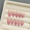HANDMADE Artificial Nail Dopamine Gradient Cat Eye Almond Phototherapy Nails Fake Nails Reusable and Removable Nails