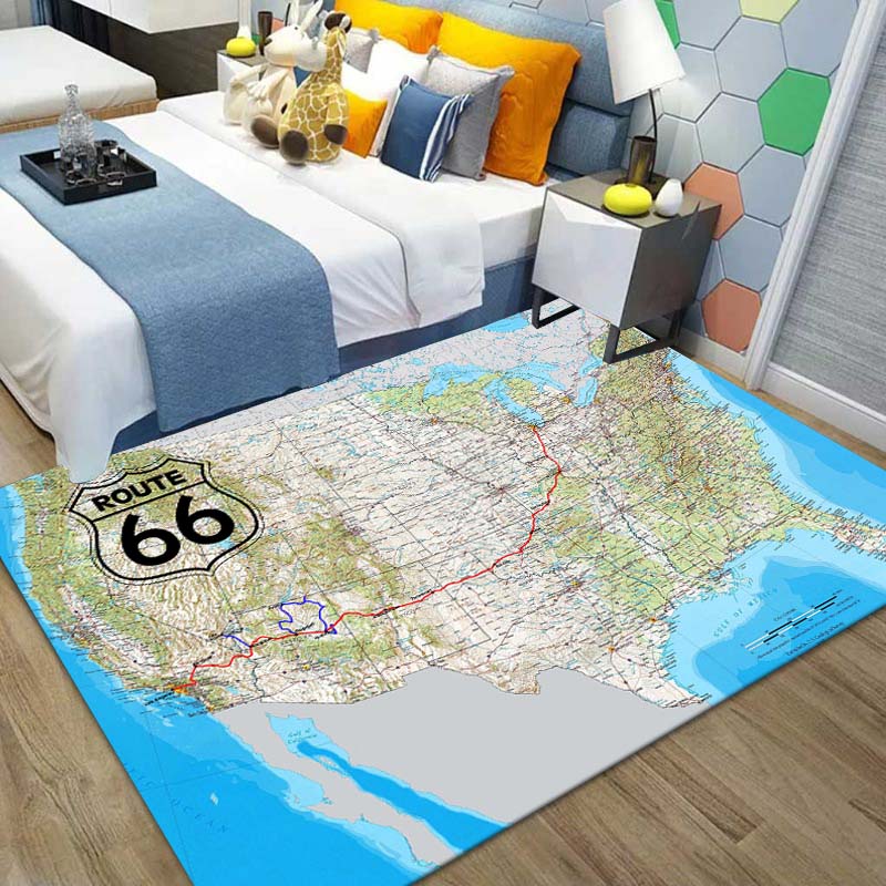 15 размеров Ковер с рисунком знака Route 66, Материнской дороги, Ковер для дома, гостиной, спальни, дивана, придверный коврик, декор, Нескользящий коврик для пола