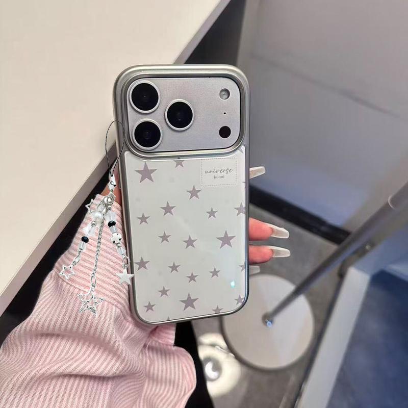 INS Модный Молочно-Белый Чехол со Звездами для iPhone 17 Air 16Promax E 15 14 13 12 11 Pro Max 78 Plus Y2K Матовый Задний Чехол