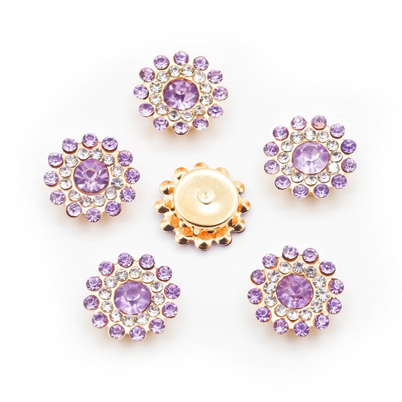 100pcs 14mm Round Plum Blossom Drill Triple Diamond Buckle Multicolor Flower Beads Round DIY Hair Accessories Colorful Double Layer Flower Rhinestones