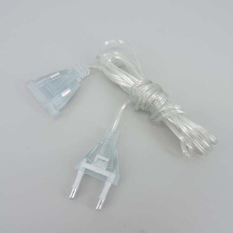 3-5 м прозрачный удлинитель для блока питания переменного тока EU LED Праздничная гирлянда для ночного освещения Стандартный кабель для рождественских занавесок