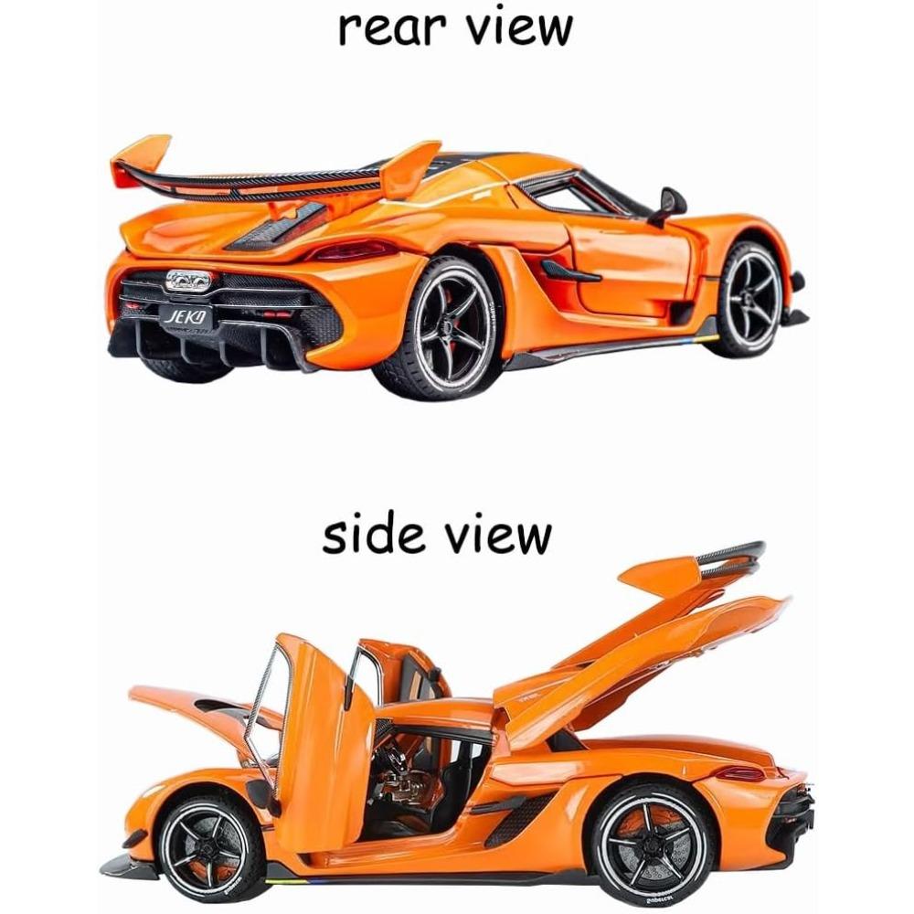 1/24 Koenigsegg Jesko Toy Cars Модель Оранжевый сплав Коллекционные литые автомобили со звуком и светом