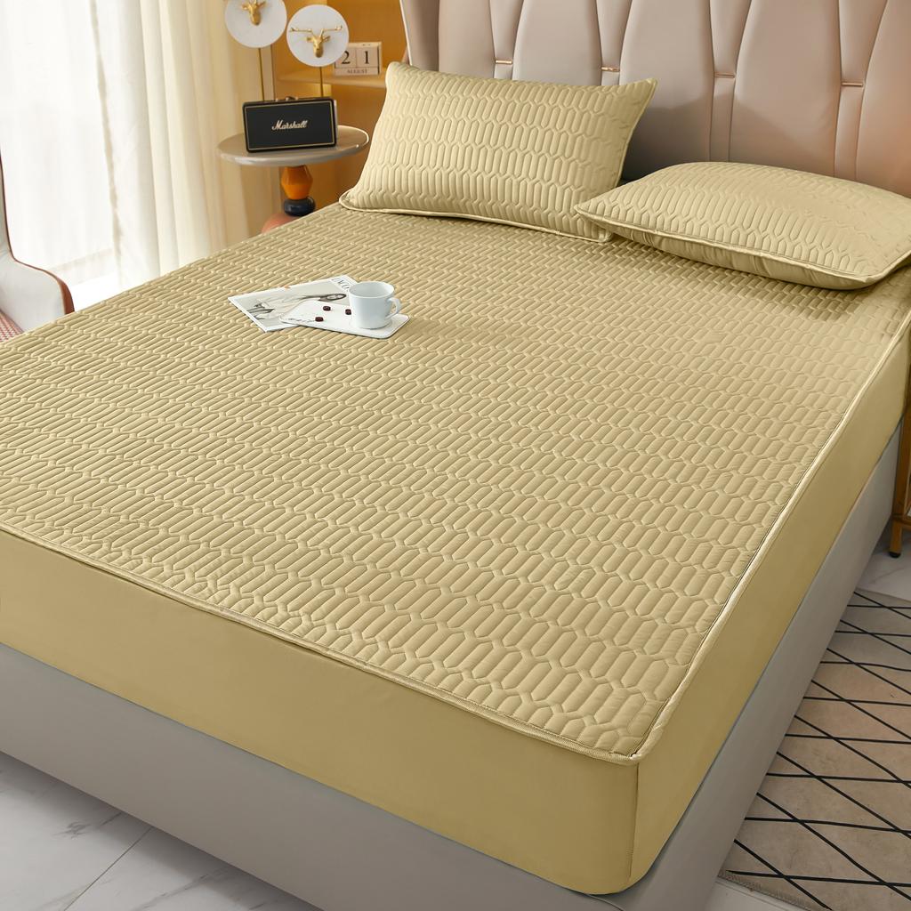 Водонепроницаемый чехол для матраса, простыня на резинке, однотонный защитный чехол для матраса, одинарный/двуспальный/140/160, многоцветный, серый/белый декор