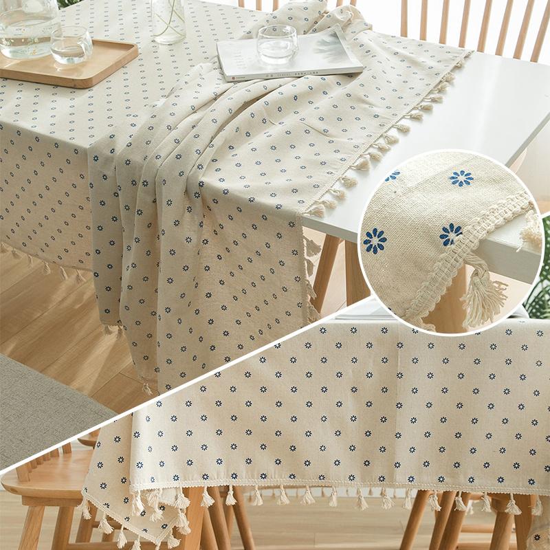 Набивная хлопковая и льняная бытовая скатерть, украшение для полотенца, кисточка, прямоугольная пыленепроницаемая скатерть