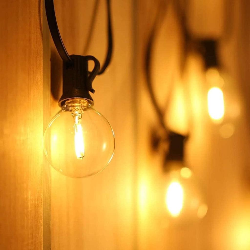 Светодиодная гирлянда 7,6 м/15 м/30 м, лампочки E12 G40, 50 светодиодов, водонепроницаемая, для улицы, сада, свадебного украшения