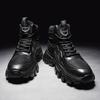Fashion Winter Plus Velvet Outdoor Increased Sports NonSlipThe New Round Shape Shoes Men Leather Boots Black High Gang Platform Boots