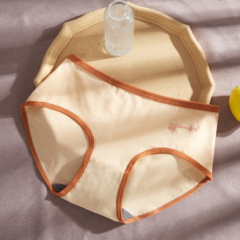 Женское нижнее белье Тонкие хлопковые трусики с промежностью Средняя талия Трусы для девочек Милые трусики