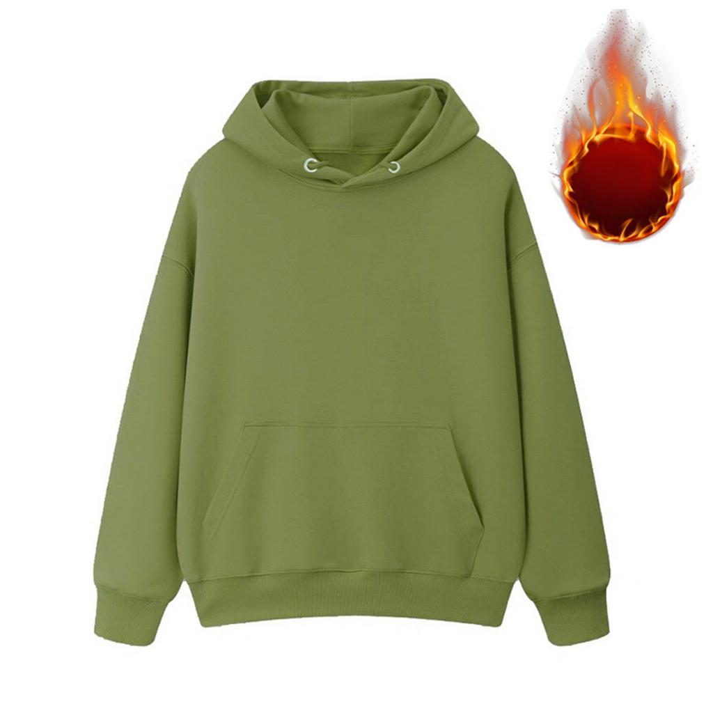 Женский модный однотонный повседневный худи с карманом и длинными рукавами