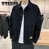 Мужская модная куртка в Корейском стиле, однотонная модная куртка, осенняя брендовая свободная однотонная куртка с карманами