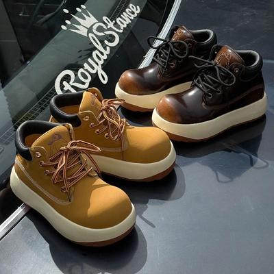 Мода Женщины Фэд Повседневные Ботинки Ревеня с Большой Головой Нескользящая Мягкая Подошва Ботинки на Высокой Платформе Ботинки на Толстой Подошве Женские Рабочие Ботинки Botas Mujer