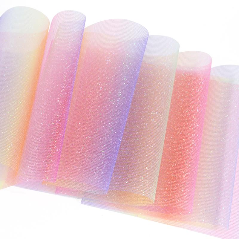 10 ярдов/рулон Радужный блестящий тюль в рулонах с блестками, кристаллами, органзой, прозрачная ткань, юбка-пачка с бантиками «сделай сам», свадебное украшение для дома