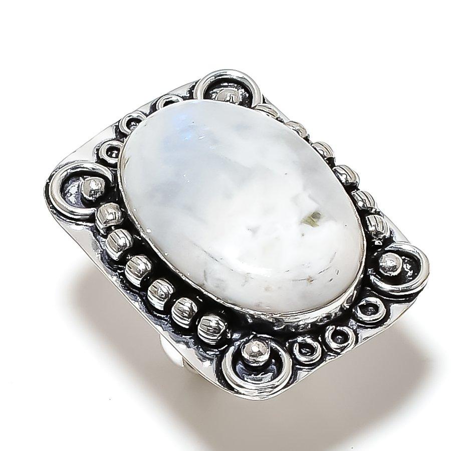 Moonstone Gemstone Handmade 925 Sterling Silver Gift Jewelry Ring Size 10 N4j36