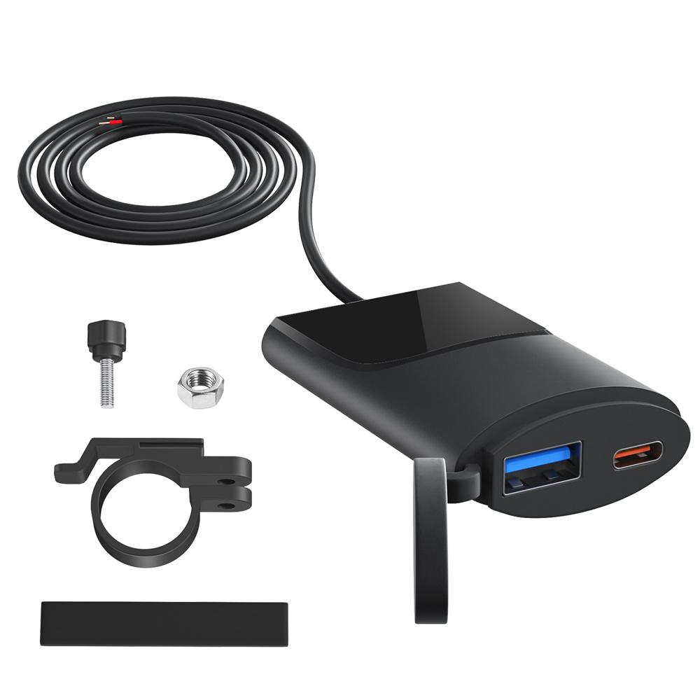 Motorcycle Charger 30W USB-C & 18W USB-A Dual Ports Phone Fast Charging Adapter