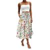 Women's Skirt Bohemian Flower Skirt Solid Color Casual Temperament With Pockets Skirt