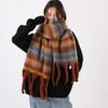 Plush Winter Cashmere Scarves Mohair Long Shawl Simple Plaid Wool Scarf  Girl
