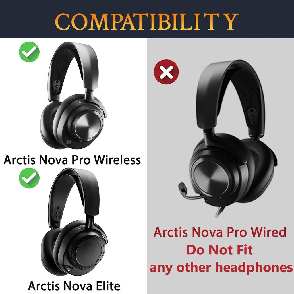 SOULWIT Охлаждающие гелевые амбушюры для наушников Steelseries Arctis Nova Pro Wireless/Arctis Nova Elite - Сменные амбушюры, Пенопластовые подушечки для оголовья высокой плотности, Co