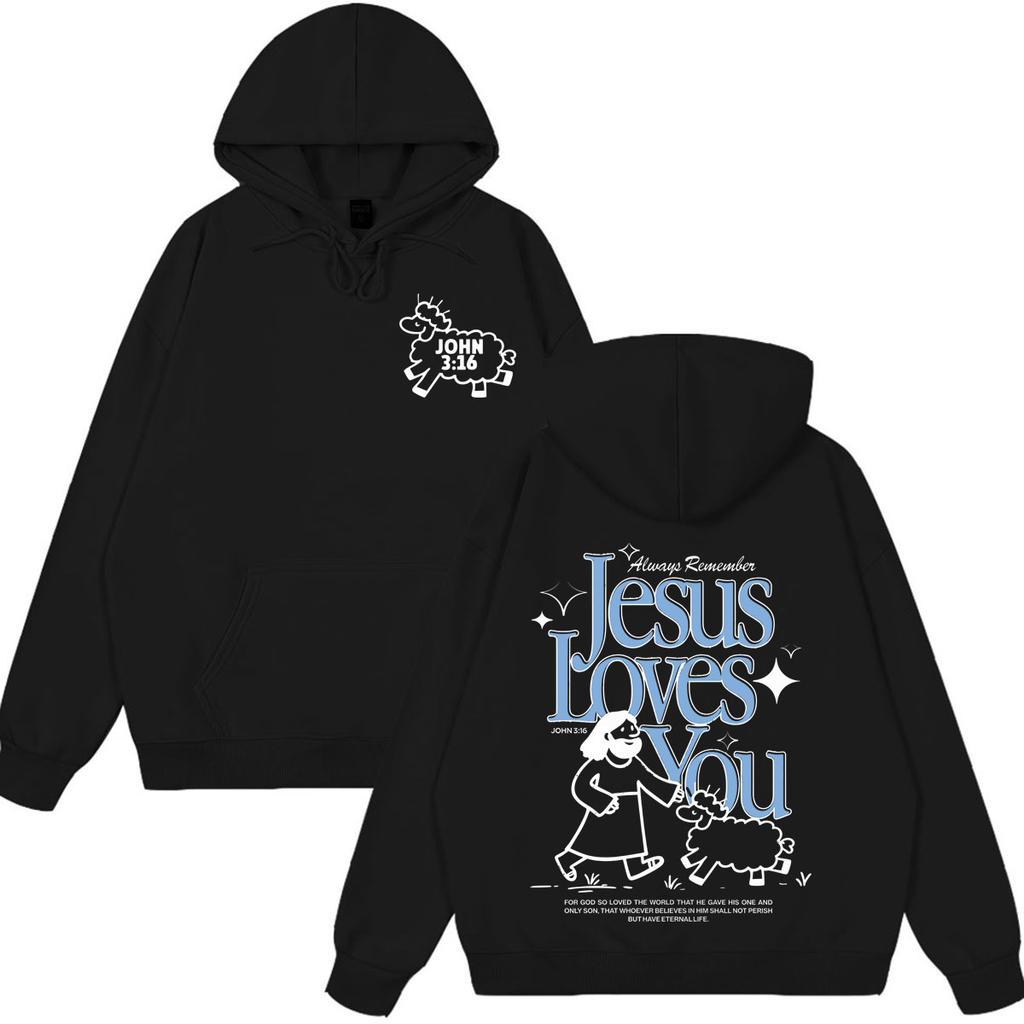 Jesus Loves You Funny Meme Print Hoodie Men Women Winter Oversize Pullover Oversize Long Sleeves Loose Streetwear Sweatshirts