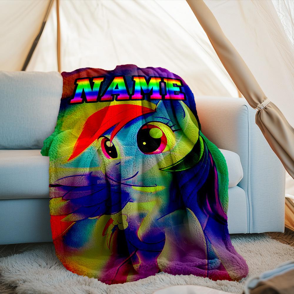 Rainbow Dash Outdoor Customize Your Name Blanket Soft Lightweight Multiseason Use Perfect For Camping Picnics Travel Sofa Office Bed Living Room Ideal