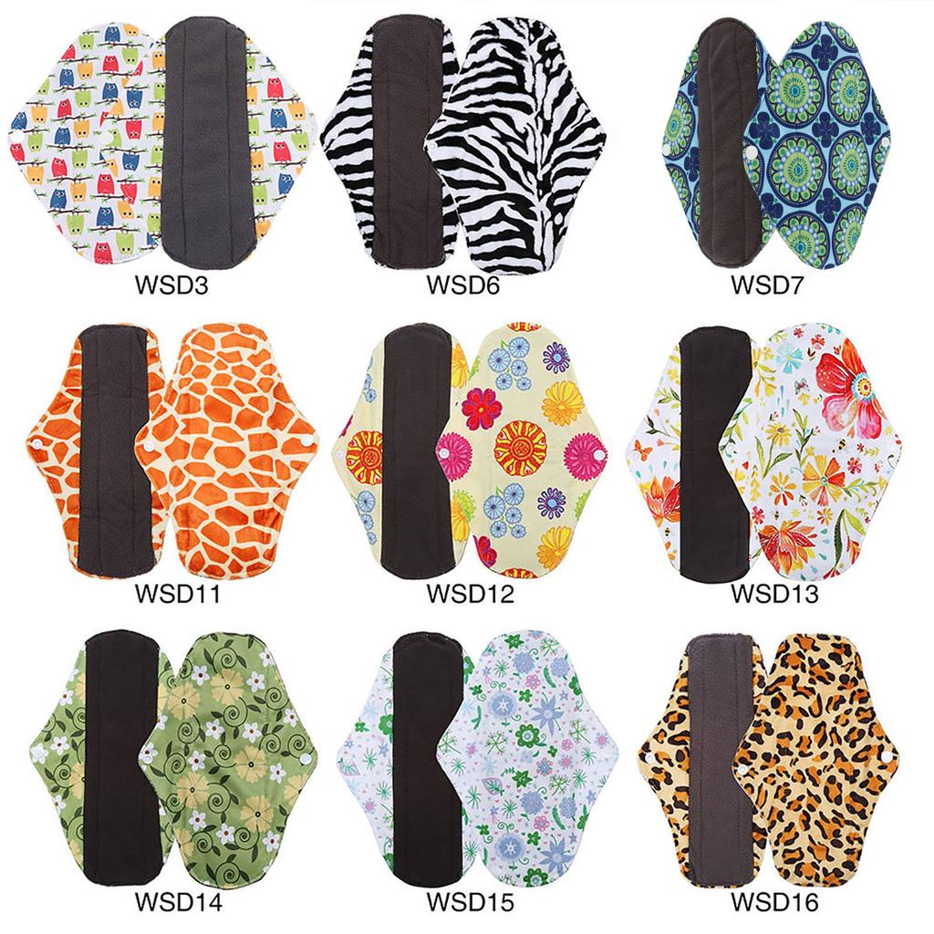 9 типов женских многоразовых моющихся ежедневных прокладок из бамбукового угля, гигиенических менструальных прокладок для мам