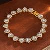 Shiny Love Shape Rhinestone Bracelet Hip Hop Style Tennis Chain Choker  Gift