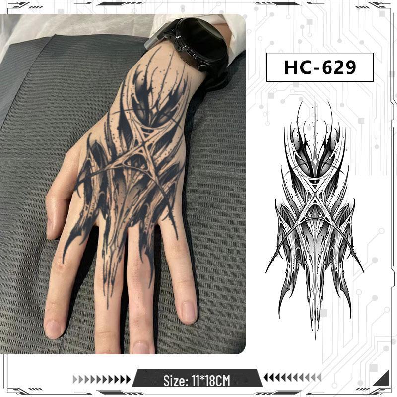 19 водонепроницаемых наклеек-татуировок на половину руки Dark Totem - долговечные травяные узоры для мужчин и женщин