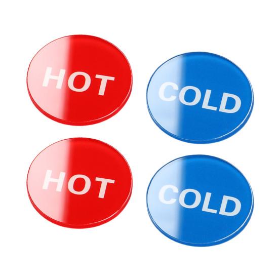 2 пары акриловых знаков «Горячо-Холодно», водонепроницаемые самоклеящиеся знаки для дома, кухни, ванной комнаты, офиса, индикации температуры воды, круглые, квадратные, предупреждающие знаки