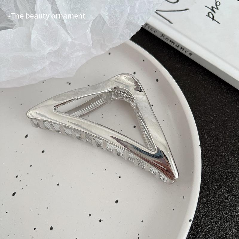 Большая металлическая заколка-акула серебристого цвета для густых волос - Женский аксессуар для волос