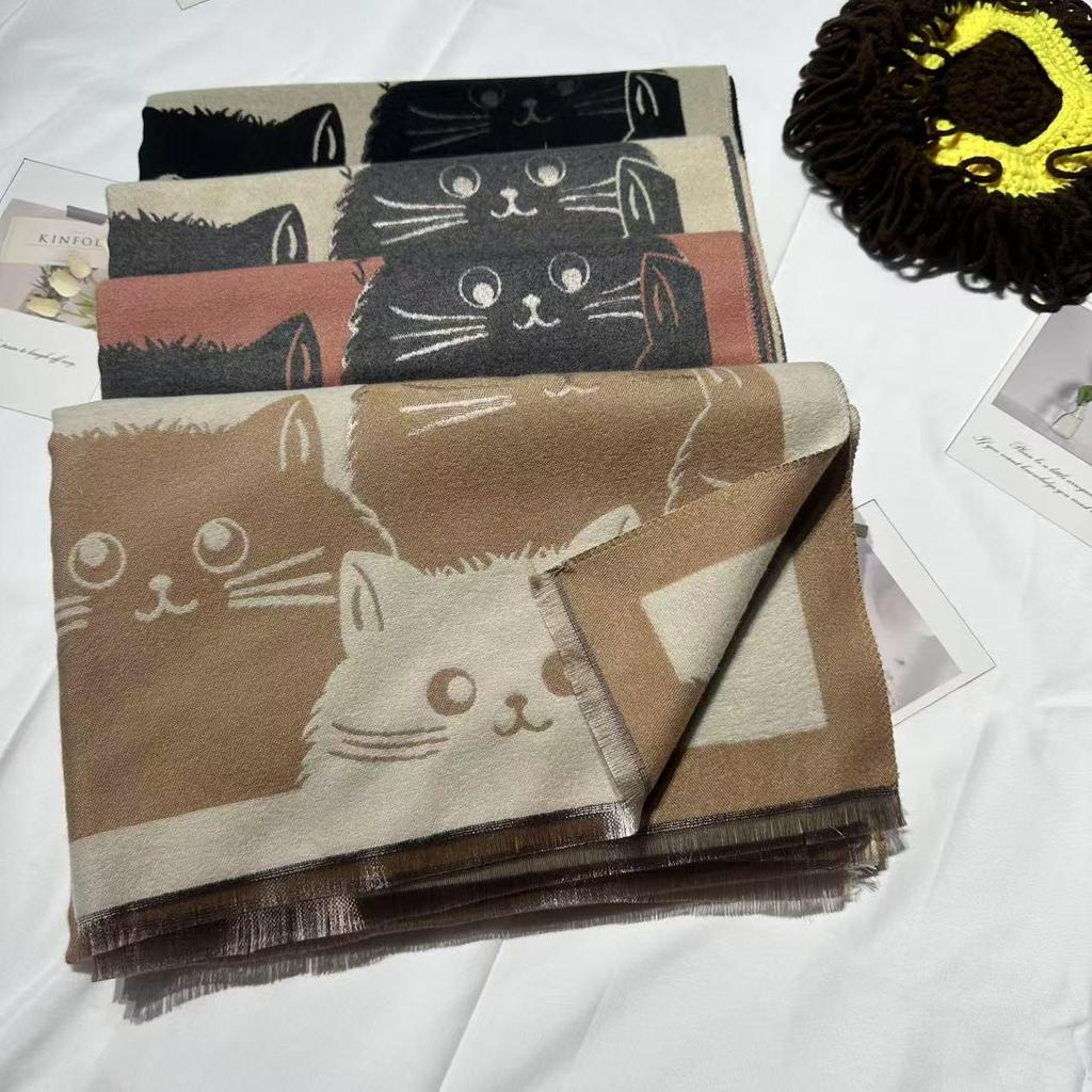 Women's Cute Cat Imitation Cashmere Scarf - Autumn/Winter Warm Shawl
