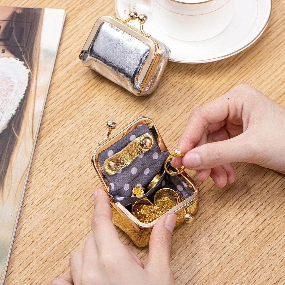 Exquisite Leather Jewelry Storage Box Pure Color Luxury Earring Necklace Wallet Clasp Closure Small Size Mini Coin Purse Daily
