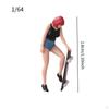 1/64 Миниатюрная фигурка девушки-скейтбордиста из смолы, крошечные фигурки людей, модель человека для проектов