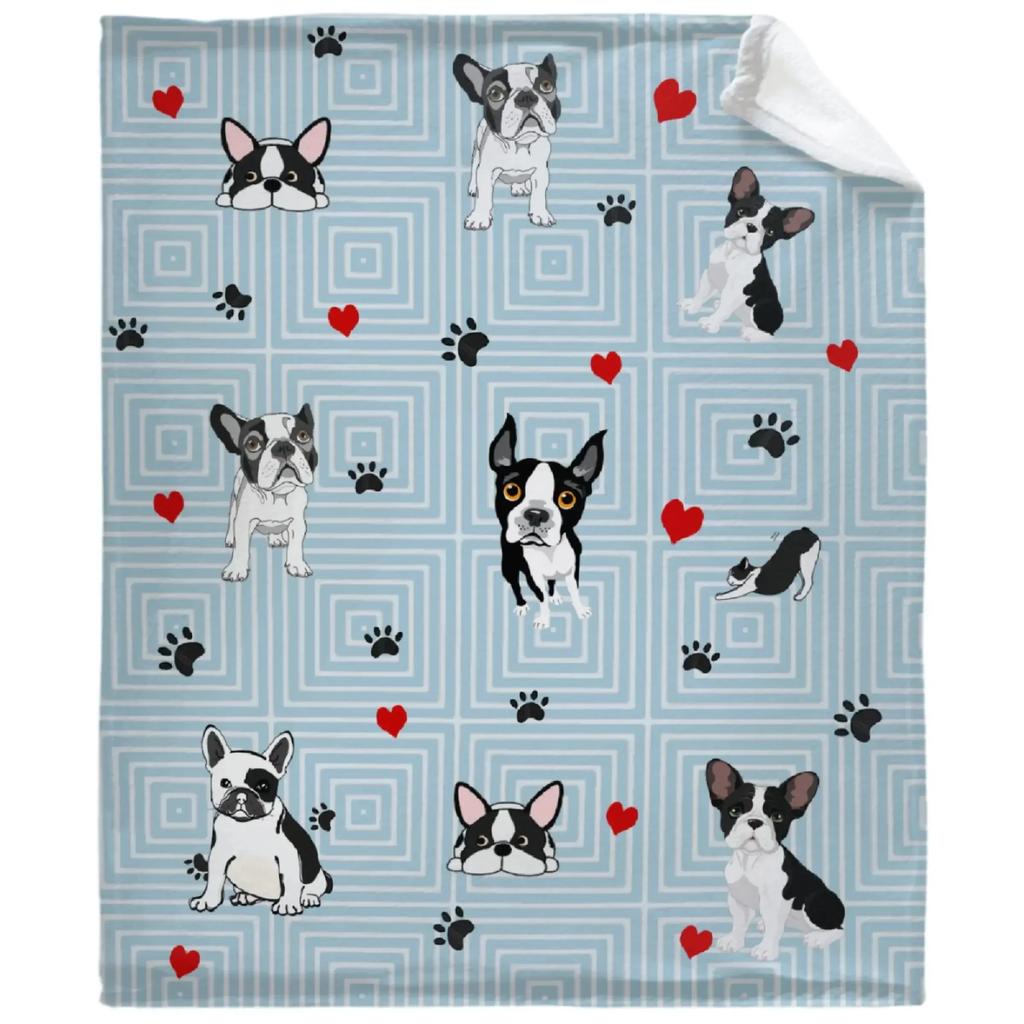 Boston Terrier Blanket Soft Cozy Boston Terrier Cute Puppy Dog Throw Blanket for Kids Girls Women Adults Boston Dog Lover Gifts