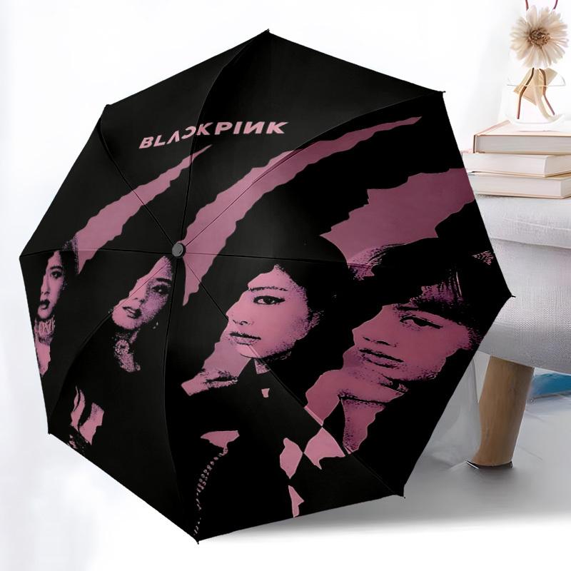 1 шт. Автоматический складной/раскрывающийся зонт Blackpink, 8-реберный прочный каркас, компактный дорожный зонт для мужчин и женщин S1222013