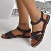 Летние новые женские сандалии с плоским дном и римскими ремешками на нескользящей резиновой подошве, элегантная модная женская обувь