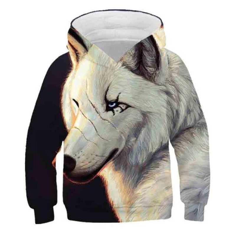 2024 Новый Wolf 3D Printed Hoodie Boys Весна Осень Повседневный свитер для мальчиков Спортивный костюм Модная одежда для мальчиков 4-14Y Hoodies Одежда