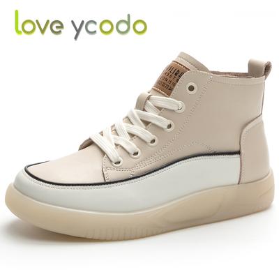 Для женщин и девочек-студентов весенне-осенние удобные ботильоны из натуральной кожи на плоской подошве большого размера