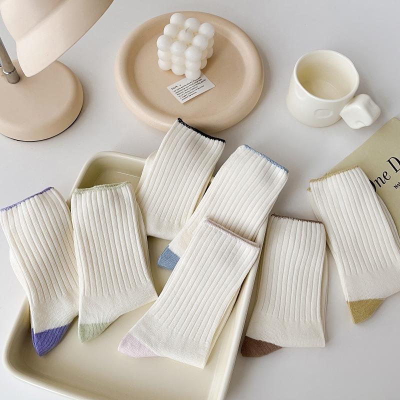 Кремовые носки для женщин без косточек средней длины универсальные свободные носки женские дезодорирующие носки для родов спортивные носки