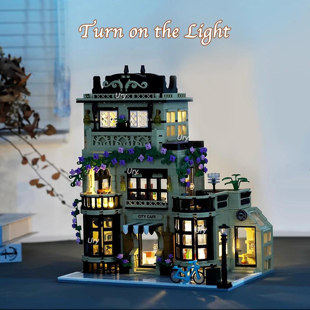 Модульный кофейный ресторан с видом на улицу, ретро-дом с цветочным декором, наборы строительных блоков для детей