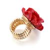 Women Adjustable Flower Floral Wedding Party Rose Ring Carved Statement Resin