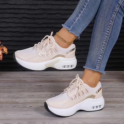 Большие размеры, новые повседневные спортивные туфли для женщин, летающие плетеные туфли на танкетке с круглым носком, со шнуровкой, сетчатые дышащие женские туфли