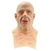 Halloween Headgear Old Man Face Cover Realistic Human Horror Wig Headgear for Party Props