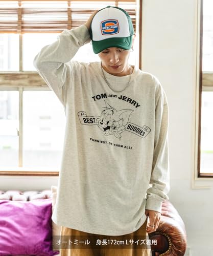 [IMPROVES] Casual [TOM & JERRY] Custom-made Buddies Oval Long Sleeve T-Shirt, Men's, Oatmeal