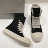Spring and Summer New High-top Canvas Shoes for Men and Women Black and White Fashion Versatile Thick-soled Thick Shoelaces Couple