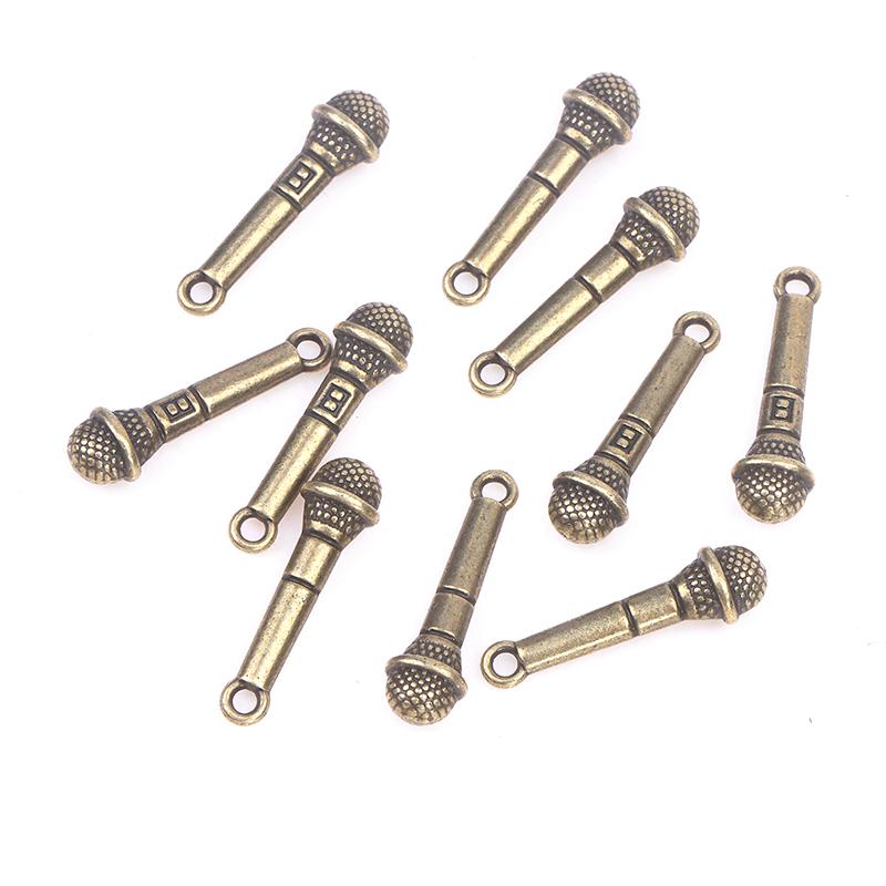 10Pcs Dollhouse Diy Accessories Retro Zinc Alloy Music Microphone Pendant