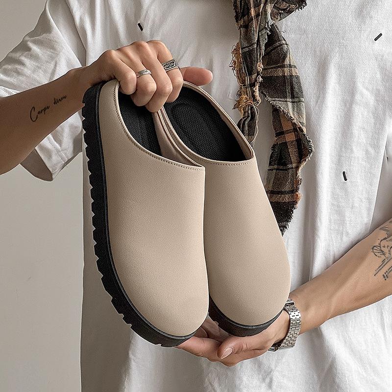 Новые мужские тапочки ниша манго голова низкий верх полу-шлепанцы ленивый человек одна педаль сумка голова шлепанцы мужские