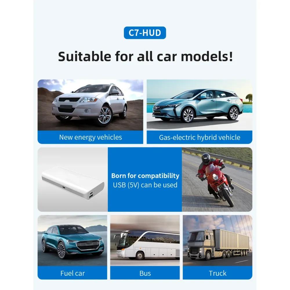 Hud Head Up Display Car Supplies Auto Universal With MPH Compass Direction Fatigue Driving Reminder Car Electronic Devices