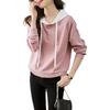 [ROSELUCA.] [Весенняя толстовка] топы кроя и шитья женские с длинным рукавом пастельных цветов Тонкий натуральный укороченный худи для тренировок офисный кэжуал Красивый розовый M