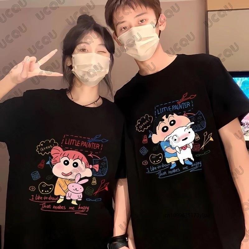 MINISO Летняя милая мультяшная парная футболка с принтом Крэйона Шин-чана и Сакурады Нини для мужчин и женщин, хлопковые футболки, повседневные модные топы