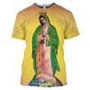 Летняя женская футболка с коротким рукавом, рубашка с круглым вырезом и 3D принтом, модный повседневный топ с рисунком Христа Иисуса Девы Марии