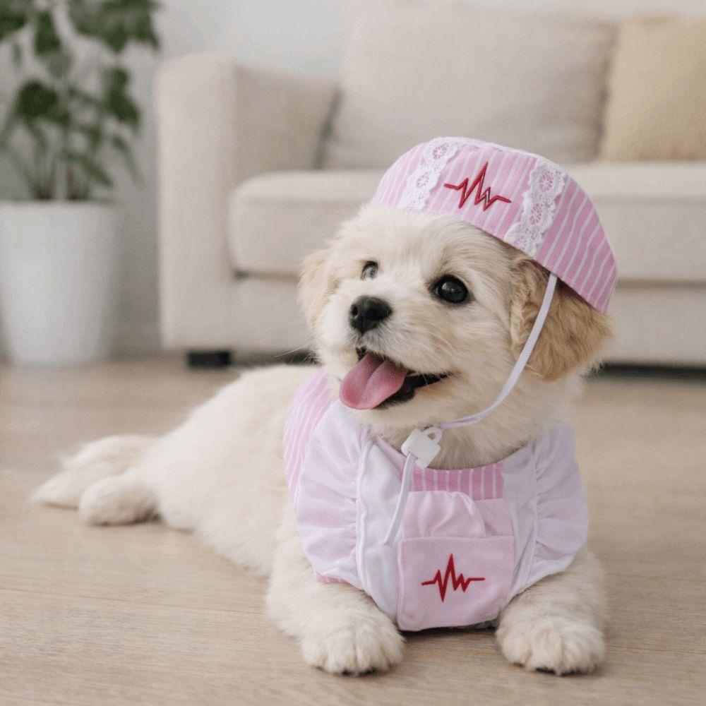 Breathable Cat Transformation Dress Funny Pet Pink Uniform Cat Nurse Outfit Pet Transformation