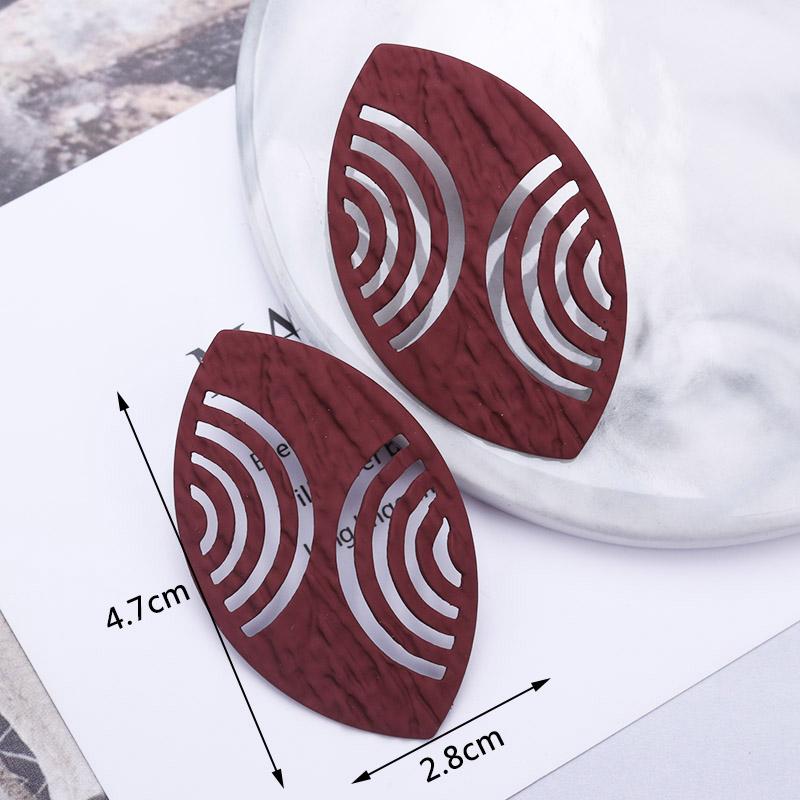 New Wine Red Geometric Hanging Earrings for Women Metal Pendants Dangle Earrings Red Exaggerated Drop Earrings aretes